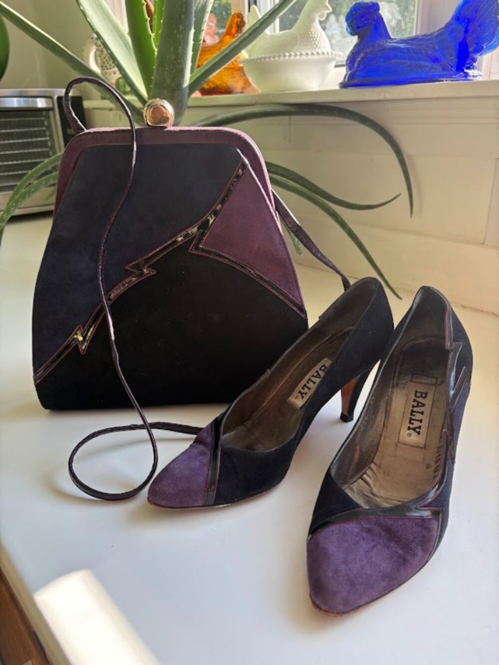 Vintage Bally Italy Matching Purse & Pumps Set | Suede & Leather | EU 37
